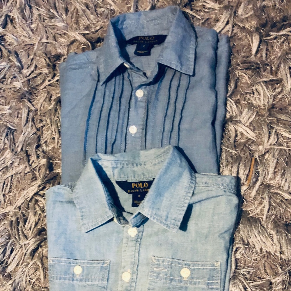 Polo Ralph Lauren denim like shirts girls size 7-8